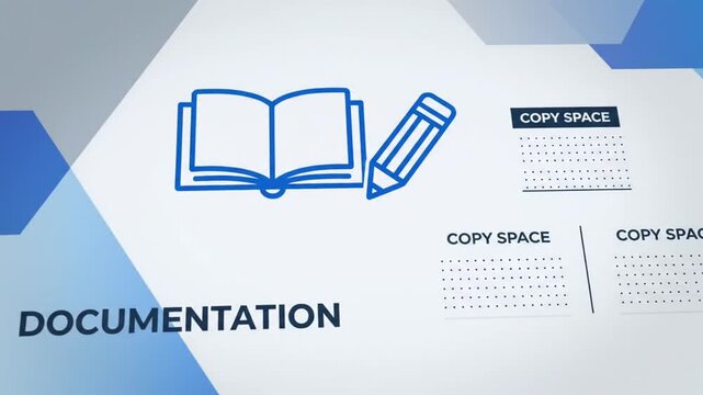 Open Book and Pencil Icon with "DOCUMENTATION" Text - Education, Writing Concept