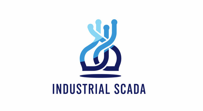 Industrial SCADA Logo - Modern Blue Design for Technology and Automation.