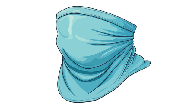 A digitally illustrated turquoise neck gaiter or face covering, on a white backdrop