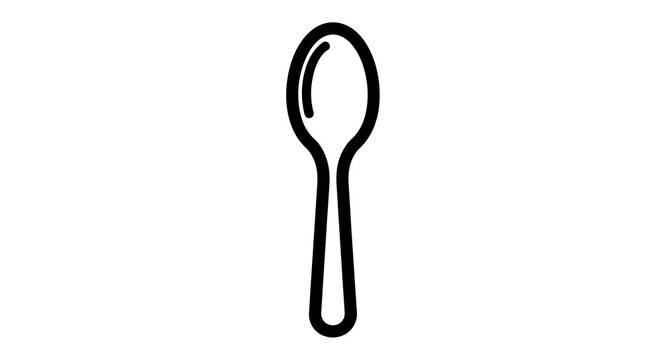 Spoon Icon Black Line Drawing.