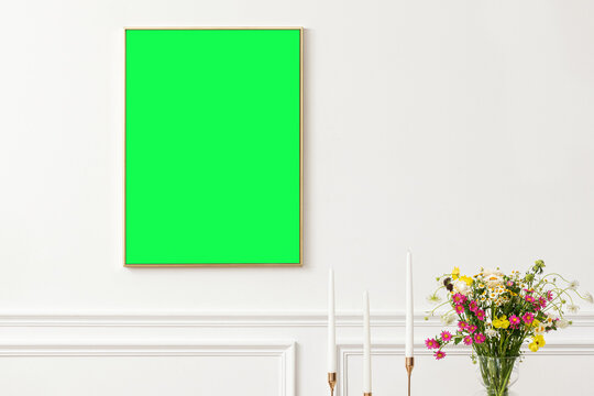 Elegant interior with blank canvas, suitable as mockup