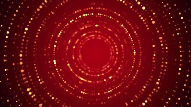 Red Golden Glitter Circular Light Wall animation ,Abstract Rotating Particle Rings for Intro, Stage Backdrop, Event Visuals, and Dynamic Motion Background