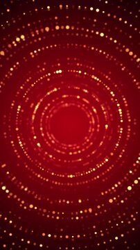 Red Golden Glitter Circular Light Wall animation ,Abstract Rotating Particle Rings for Intro, Stage Backdrop, Event Visuals, and Dynamic vertical social media Motion Background