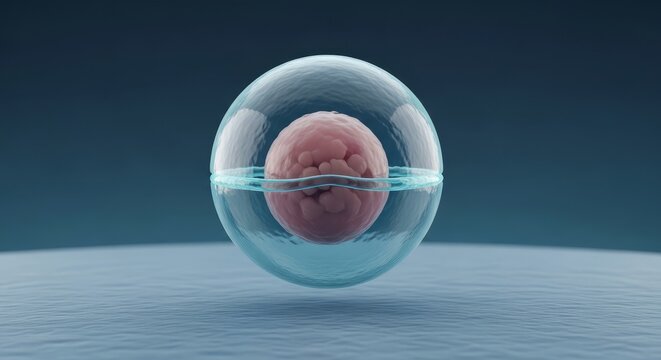 Fertilization membrane 3D render, zygote protective barrier visualization, cortical reaction envelope structure, embryonic enclosure concept, reproductive biology system, early development membrane