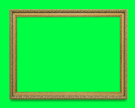 Ornate gold blank frame with green, suitable as mockup, suitable as mockup