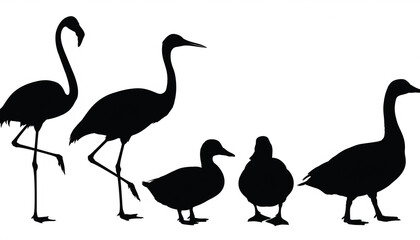 Obraz premium black silhouettes of kangaroo joey wombat and emu