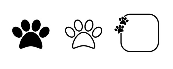 Paw icon set minimalist flat outline black and white graphics. © Богдан Скрипник
