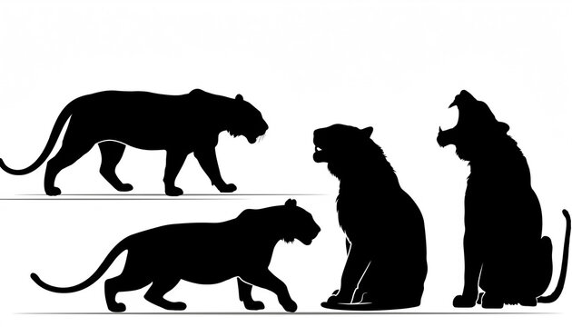 black squirrel silhouettes isolated on white background