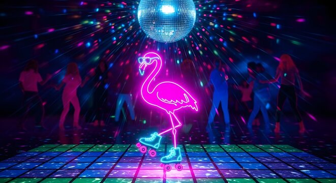 80s Aesthetic Disco Flamingo