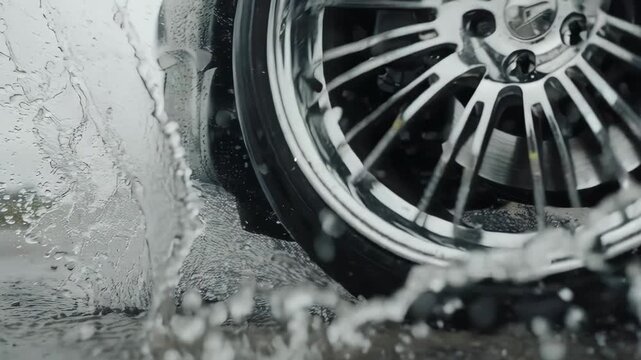 sports car close up on wheel 