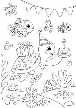 Coloring page for kids. Under the sea.