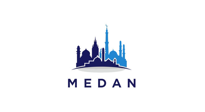Medan City Skyline Silhouette - A Beautiful Architectural Landmark.