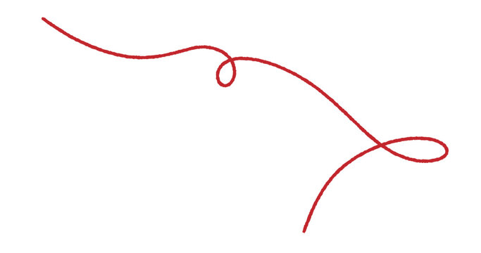 Red thread with simple thin line and doodle style. Minimal vector illustration