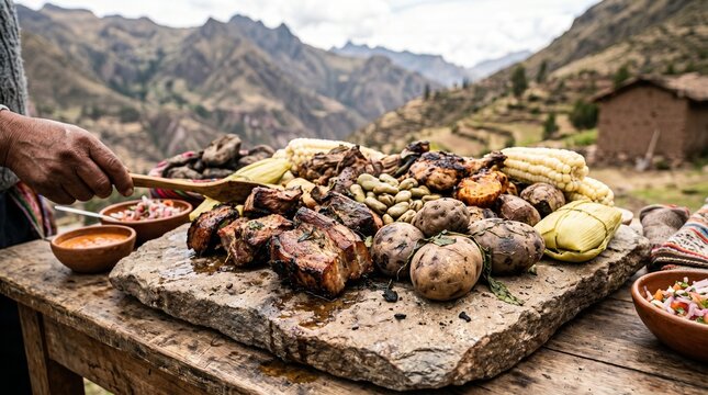 Andean Peruvian Pachamanca with Roasted Meats and Tubers