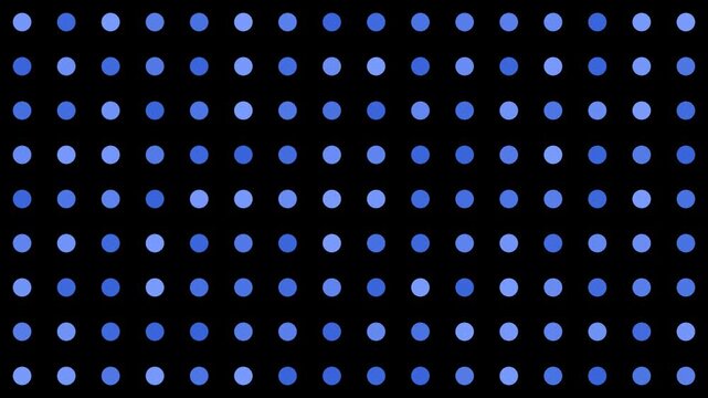 pulsating repeating blue circle dots arranged in a precise grid against a black background, clean and modern loopable digital pattern