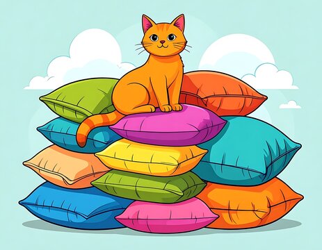 Orange cat on pillows