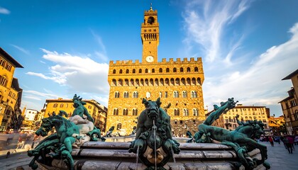 Old city square fountain