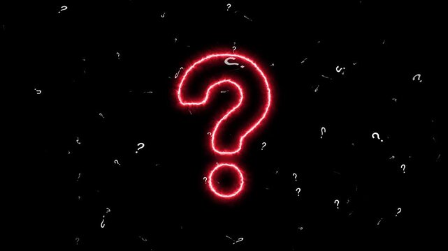 Neon question mark symbol animation with mini  question mark symbol falling effect.