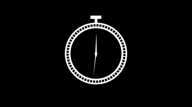 Table clock animation. Clock icon with moving arrows in 12 hour loop animation. 