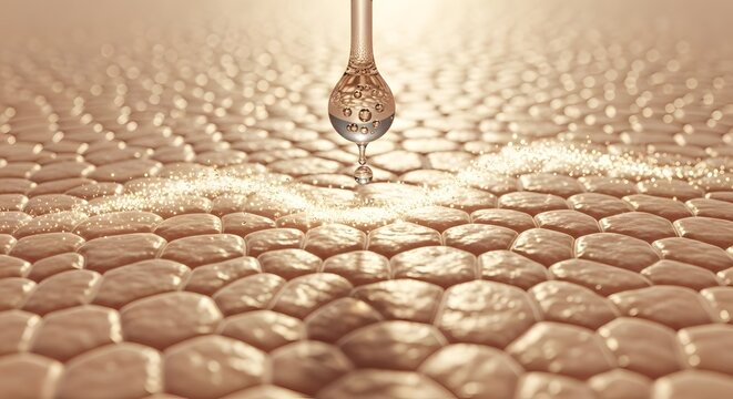 Microneedling treatment on skin with golden dermaroller for collagen stimulation and skin rejuvenation therapy