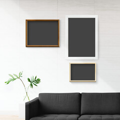 Minimalist blank frames on modern wall, suitable as mockup © Rawpixel.com