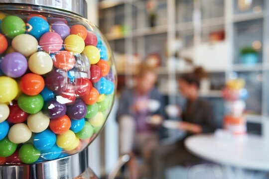 Colorful Gumball Machine in Modern Caf&eacute;