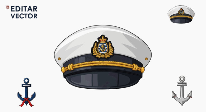 Sailor hat vector illustration nautical cap design editable vector