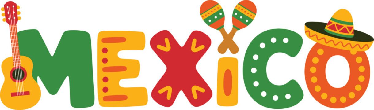 Festive mexican-themed with sombrero, cacti, and text
