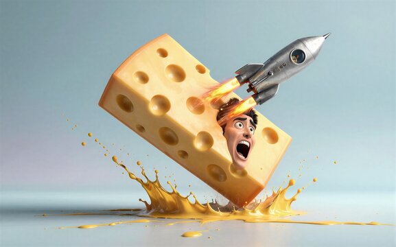 Man launches rocket from cheese creating explosive splash as he