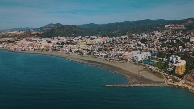 Aerial View of La Cala del Moral Beach Malaga Coastal Town