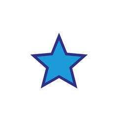 Fototapeta premium Simple blue five pointed star icon with dark outline.