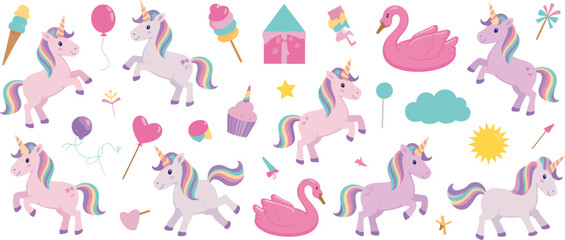 Obraz premium Magical Unicorns And Fantasy Elements In Pastel Colors