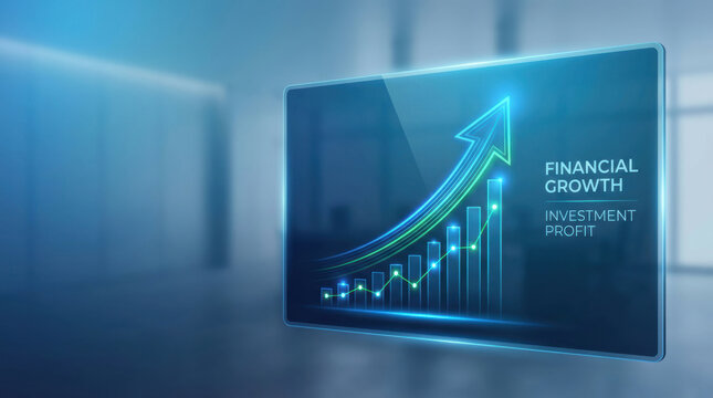 Financial growth investment profit business finance chart arrow success increase Confident financial growth investment profit business finance chart arrow success increase modern office background