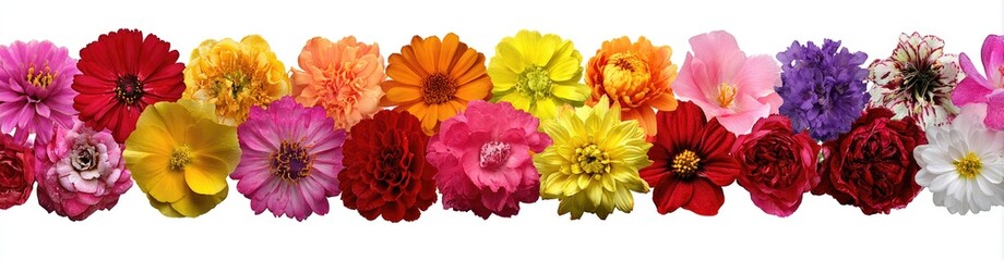 Fototapeta premium A vibrant, diverse border of numerous colorful, layered flowers