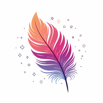 Vibrant Gradient Feather with Stars and Circles