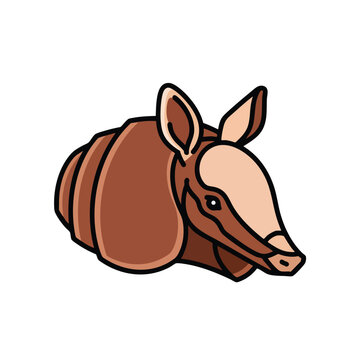 Stylized armadillo head illustration isolated on white background.