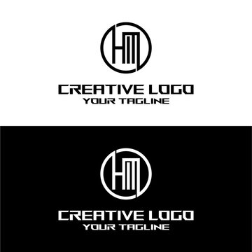 creative letter logo hm design vector