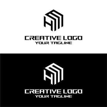 creative letter logo hm design vector