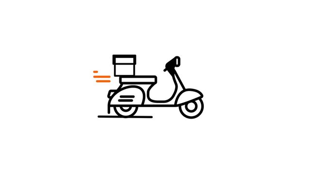 Dynamic delivery scooter icon animation background transparent for quick service