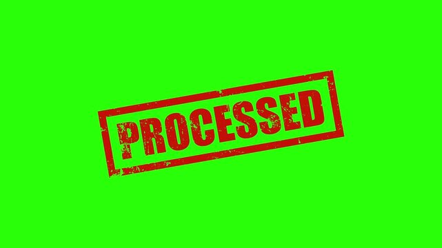 Red Processed Rubber Stamp Animation on Green Screen, Payment Success, Data Validation, Professional Grunge Seal Motion Graphic for Business Video Overlay