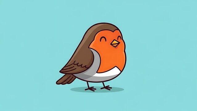 Illustration of a cartoon robin bird.
