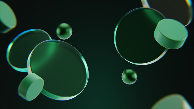 Abstract green geometric desktop wallpaper, digital remix