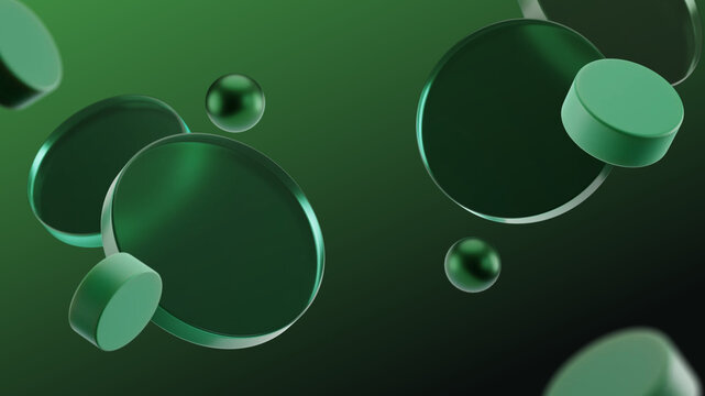 Abstract green geometric desktop wallpaper, digital remix