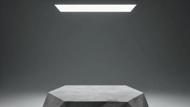 The Concrete Planter. Non-Living Things Around Us. Object Recognition. an empty geometric concrete planter with a rough surface, set in a minimalist modern studio with top-down lighting
