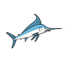 Obraz premium Stylized Blue Marlin Illustration with Prominent Dorsal Fin and Sword