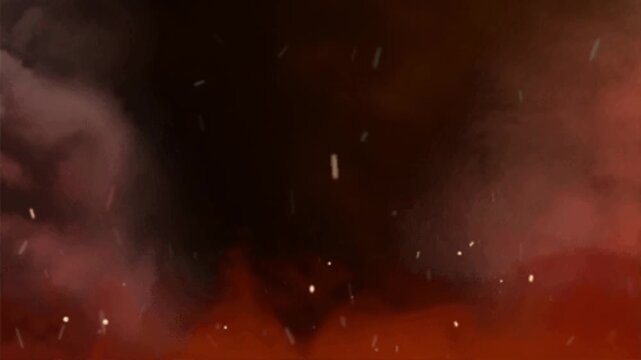 Abstract Fire Particles and Burning Embers with Glowing Sparkles, Flying Ash Flakes and Bonfire Flames &ndash; Cinematic 4K Overlay Animation for Motion Graphics and Stock Footage