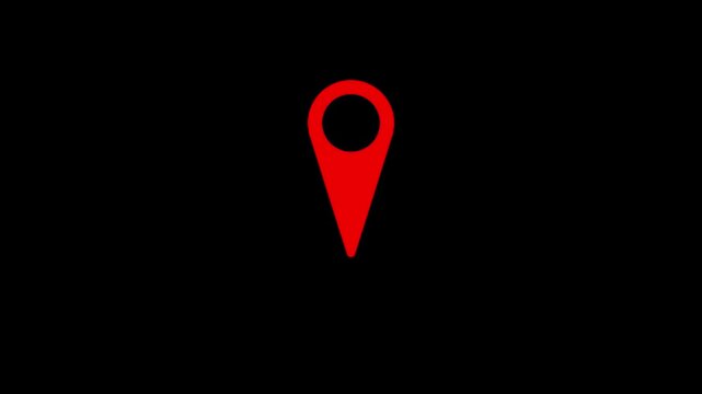 A simple seamless red location pin icon isolated on black background