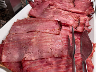 Fototapeta premium sliced meat on a tray buffet style ready to eat banner concept of catering restaurant food service
