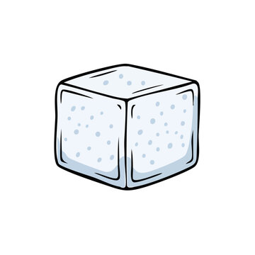 Hand drawn sugar cube illustration with small dots and rough edges