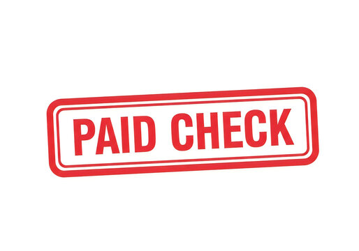 Red stamp indicating a paid check on a document or transaction